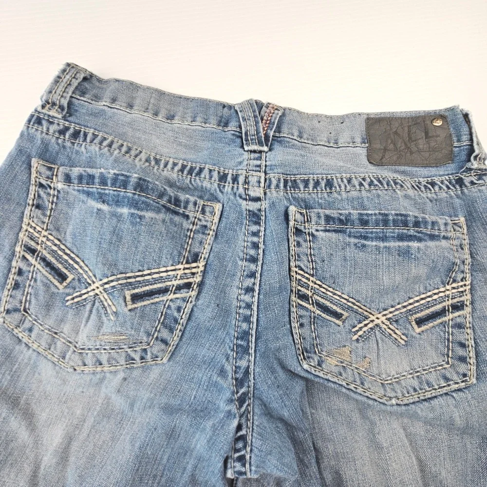 Axel Brand Wolcot Bootcut Jeans Mens 32x30 Distressed Destroyed Distressed Blue